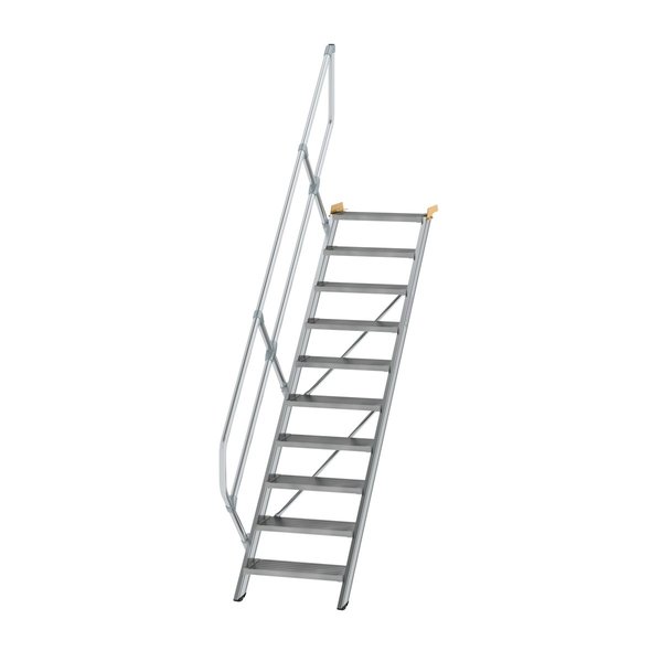 Günzburger Steigtechnik Treppe 45° Stufenbreite 600 mm 10 Stufen Aluminium geriffelt