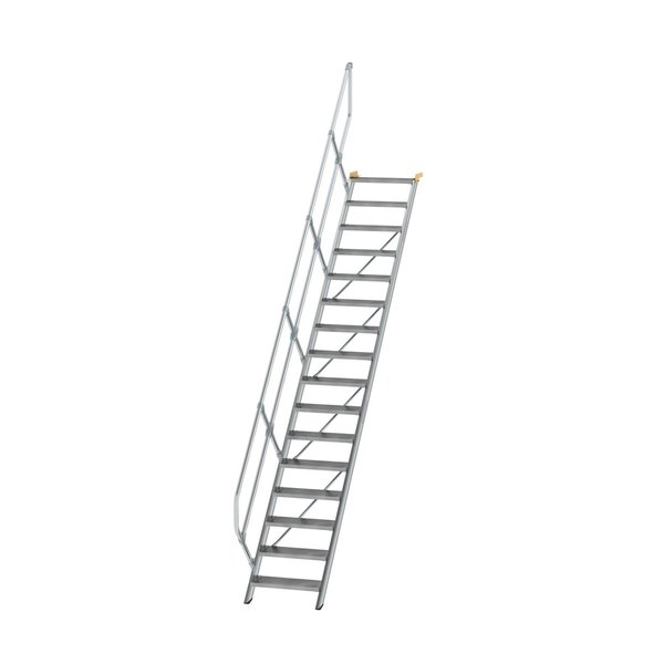 Günzburger Steigtechnik Treppe 45° Stufenbreite 600 mm 16 Stufen Aluminium geriffelt