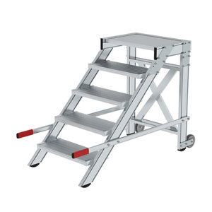 Günzburger Steigtechnik Arbeitspodest fahrbar, Stufenbreite 600 mm, Aluminium geriffelt