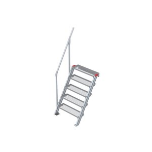 Euroline Treppe 60 Grad, 800 mm Stufenbreite, 1 Handlauf, Stufenausführung Stahl - Gitterrost