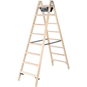 Günzburger Steigtechnik Stufen-Stehleiter Holz beidseitig begehbar