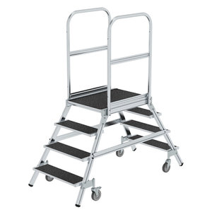 Günzburger Steigtechnik Podesttreppe beids. begehbar mit Federrolle Korundbeschichtung R13