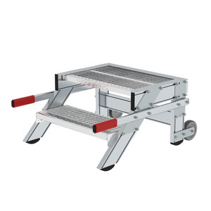 Günzburger Steigtechnik Arbeitspodest fahrbar, Stufenbreite 600 mm, Stahl-Gitterrost