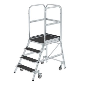 Günzburger Steigtechnik Podesttreppe eins. begehbar mit Federrollen Korundbeschichtung R13