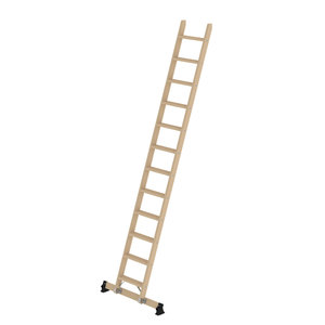 Günzburger Steigtechnik Stufen-Anlegeleiter Holz mit nivello®-Traverse