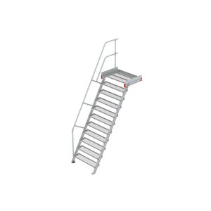 Euroline Podesttreppe 60 Grad, 1000 mm Stufenbreite 1 Treppen-/Podestgeländer, Stufenausführung Stahl - Gitterrost 