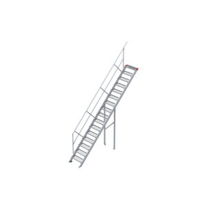 Euroline Treppe 45 Grad, 600 mm Stufenbreite, 1 Handlauf, Stufenausführung Stahl - Gitterrost