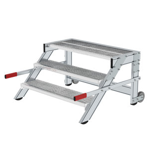 Günzburger Steigtechnik Arbeitspodest fahrbar, Stufenbreite 1000 mm, Stahl-Gitterrost