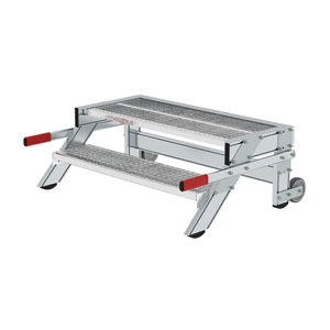 Günzburger Steigtechnik Arbeitspodest fahrbar, Stufenbreite 1000 mm, Stahl-Gitterrost