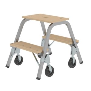 Günzburger Steigtechnik Stahl-Holz-Tritt mit Bockrollen