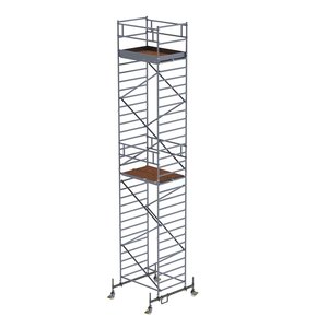 Günzburger Steigtechnik Rollgerüst 1,35 x 1,80 m mit Fahrbalken & Doppel-Plattform Plattformhöhe 8,45 m