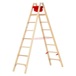 Hymer Holz-Stufenstehleiter, beidseitig begehbar