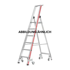 Hymer Stufenstehleiter mit Plattform und Rollen, einseitig begehbar 