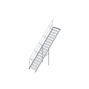 Euroline Treppe 45 Grad, 1000 mm Stufenbreite, 1 Handlauf, Stufenausführung Stahl - Gitterrost 