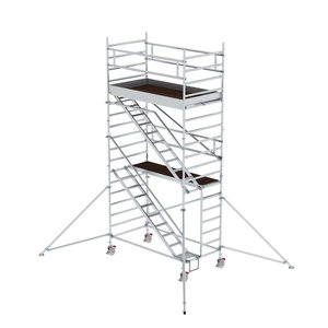 Günzburger Steigtechnik Rollgerüst 1,35 x 2,45 m mit Schrägaufstiegen & Ausleger