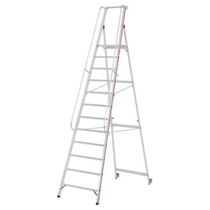 Hymer Plattformleiter mit Kipprollen und langem Handlauf