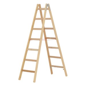 Hymer Holz-Sprossenstehleiter, beidseitig begehbar