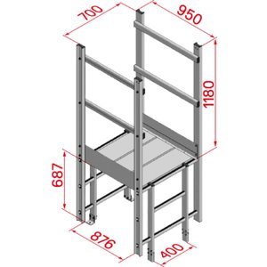Hymer Ausstieg breit mit Übergang, Länge 950 mm, Alu