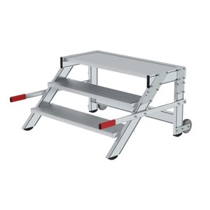 Günzburger Steigtechnik Arbeitspodest fahrbar, Stufenbreite 1000 mm, Aluminium geriffelt
