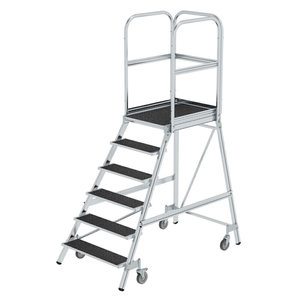 Günzburger Steigtechnik Podesttreppe eins. begehbar mit Federrollen Korundbeschichtung R13