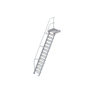 Euroline Podesttreppe 60 Grad, 600 mm Stufenbreite 1 Treppen-/Podestgeländer, Stufenausführung Stahl - Gitterrost 