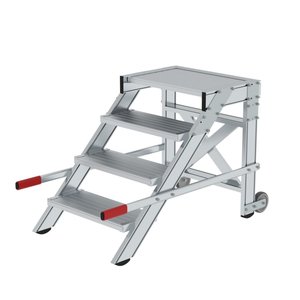 Günzburger Steigtechnik Arbeitspodest fahrbar, Stufenbreite 600 mm, Aluminium geriffelt