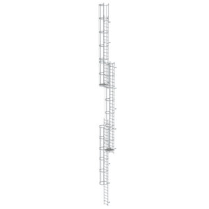 Günzburger Steigtechnik Mehrzügige Steigleiter mit Rückenschutz (Maschinen) Aluminium blank