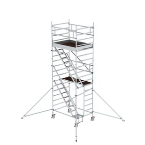 Günzburger Steigtechnik Rollgerüst 1,35 x 1,80 m mit Schrägaufstiegen & Ausleger