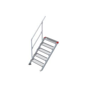 Euroline Treppe 45 Grad, 800 mm Stufenbreite, 1 Handlauf, Stufenausführung Stahl - Gitterrost