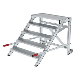 Günzburger Steigtechnik Arbeitspodest fahrbar, Stufenbreite 1000 mm, Aluminium geriffelt