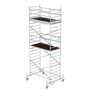 Günzburger Steigtechnik Rollgerüst 1,35 x 2,45 m mit Fahrbalken & Doppel-Plattform