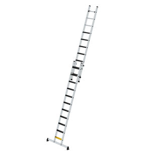Günzburger Steigtechnik Stufen-Schiebeleiter 2-teilig mit nivello-Traverse und clip-step R13