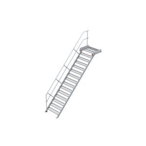 Euroline Podesttreppe 45 Grad, 1000 mm Stufenbreite 1 Treppen-/Podestgeländer, Stufenausführung Stahl - Gitterrost
