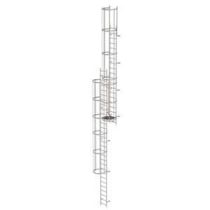 Günzburger Steigtechnik Mehrzügige Steigleiter mit Rückenschutz (Maschinen) Edelstahl