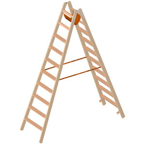 Layher Holzstehleiter mit 80mm breiten Stufen, beidseitig begehbar
