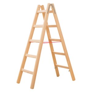 Hymer Holz-Sprossenstehleiter, beidseitig begehbar