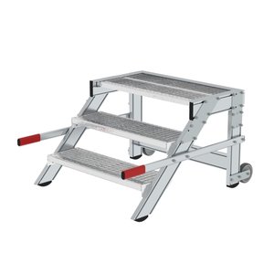 Günzburger Steigtechnik Arbeitspodest fahrbar, Stufenbreite 800 mm, Stahl-Gitterrost