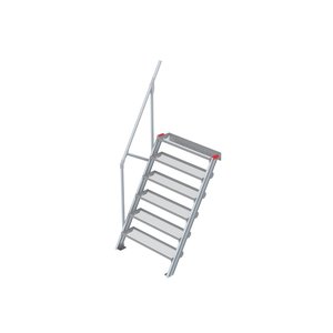 Euroline Treppe 60 Grad, 1000 mm Stufenbreite, 1 Handlauf, Stufenausführung Stahl - Gitterrost