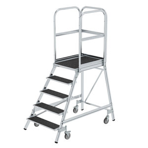 Günzburger Steigtechnik Podesttreppe eins. begehbar mit Federrollen Korundbeschichtung R13