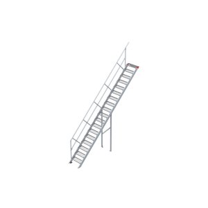Euroline Treppe 45 Grad, 600 mm Stufenbreite, 1 Handlauf, Stufenausführung Stahl - Gitterrost