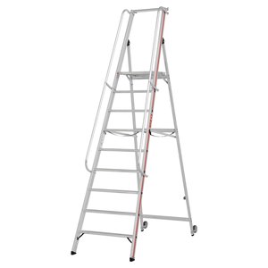 Hymer Plattformleiter mit Kipprollen und langem Handlauf