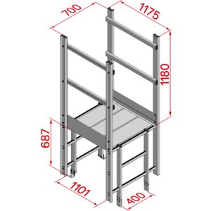 Hymer Ausstieg breit mit Übergang, Länge 1.175 mm, Alu