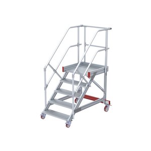 Euroline Wartungsbühne 45 Grad, 1000 mm Stufenbreite, 2 Handläufe 3 Podestgel., Stufenausführung Alu – gerieft