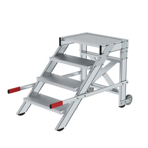 Günzburger Steigtechnik Arbeitspodest fahrbar, Stufenbreite 600 mm, Aluminium geriffelt