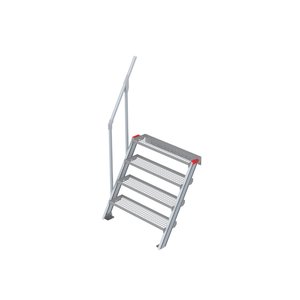 Euroline Treppe 60 Grad, 1000 mm Stufenbreite, 1 Handlauf, Stufenausführung Stahl - Gitterrost