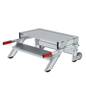 Günzburger Steigtechnik Arbeitspodest fahrbar, Stufenbreite 800 mm, Aluminium geriffelt