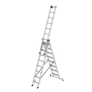 Günzburger Steigtechnik Stufen-Mehrzweckleiter 3-teilig mit nivello®-Traverse