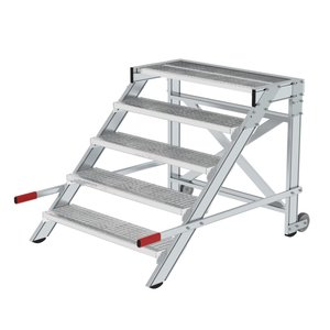 Günzburger Steigtechnik Arbeitspodest fahrbar, Stufenbreite 1000 mm, Stahl-Gitterrost