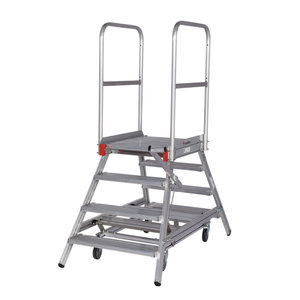 Euroline Mobile Podesttreppe / Podestleiter zweiseitig begehbar mit Zentralfeststellung* Nr. 51603