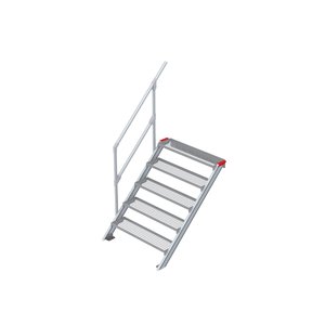 Euroline Treppe 45 Grad, 1000 mm Stufenbreite, 1 Handlauf, Stufenausführung Stahl - Gitterrost 